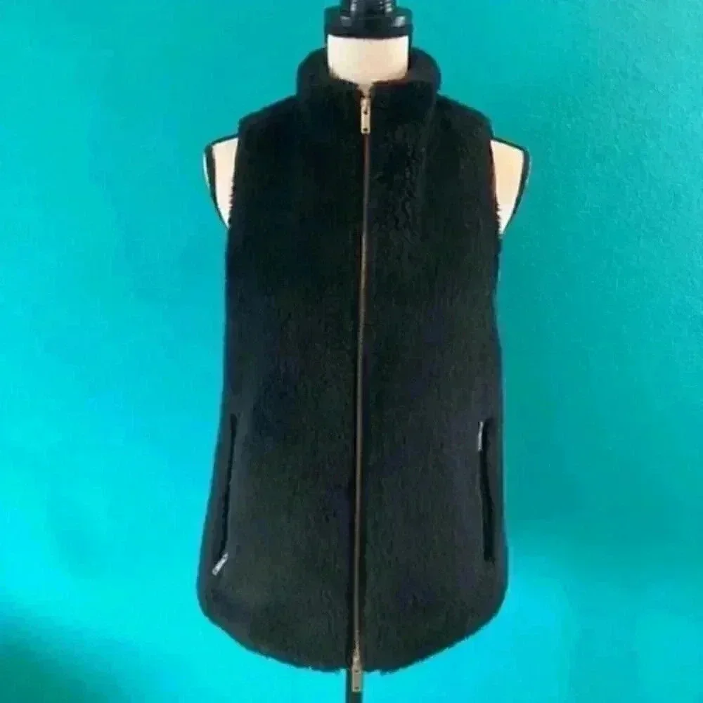 J crew fuzzy black vest in size xs